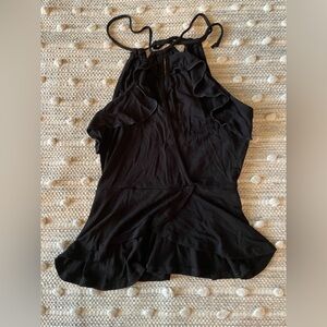 Soul Cake size small High Neck Black Tank Top With Ruffles